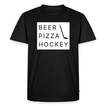 Bière et pizza de hockey - T-shirt Premium bio Homme - noir - Devant - Nico (187cm)