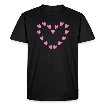 Cœur de cœur rose - T-shirt Premium bio Homme - noir - Devant - Nico (187cm)