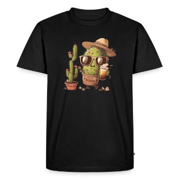 Drôle de buveur de bière: Le cactus au sombrero - T-shirt Premium bio Homme - noir - Devant - Nico (187cm)
