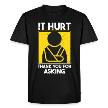 Funny Broken Bone Arm Wrist Elbow - Men's Premium Organic T-Shirt - black - Front - Nico (187cm)