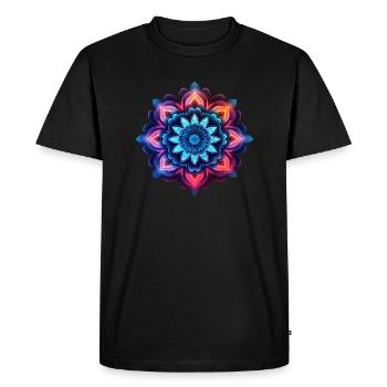 Mandala Fleur Colorée Néons - T-shirt Premium bio Homme - noir - Devant - Nico (187cm)