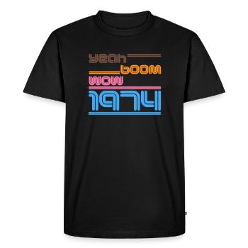 Chemise vintage 1974 Retro oui Boom Wow - T-shirt Premium bio Homme - noir - Devant - Nico (187cm)