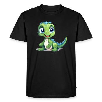 Mignon bébé dinosaure vert et bleu - T-shirt Premium bio Homme - noir - Devant - Nico (187cm)