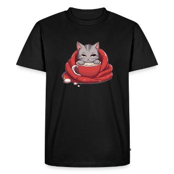 Chat adorable - T-shirt Premium bio Homme - noir - Devant - Nico (187cm)