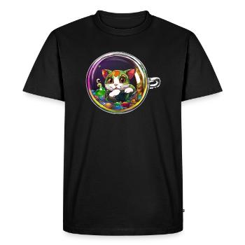 Kitten in a Cup: Adorable Cat Tee - Men's Premium Organic T-Shirt - black - Front - Nico (187cm)
