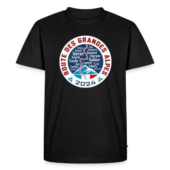 Route des Grandes Alpes V4 | weiß | 2024 - Männer Premium Bio T-Shirt - Schwarz - Vorne - Nico (187cm)