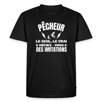 PÊCHEUR LE SEUL LE VRAI - T-shirt Premium bio Homme - noir - Devant - Nico (187cm)