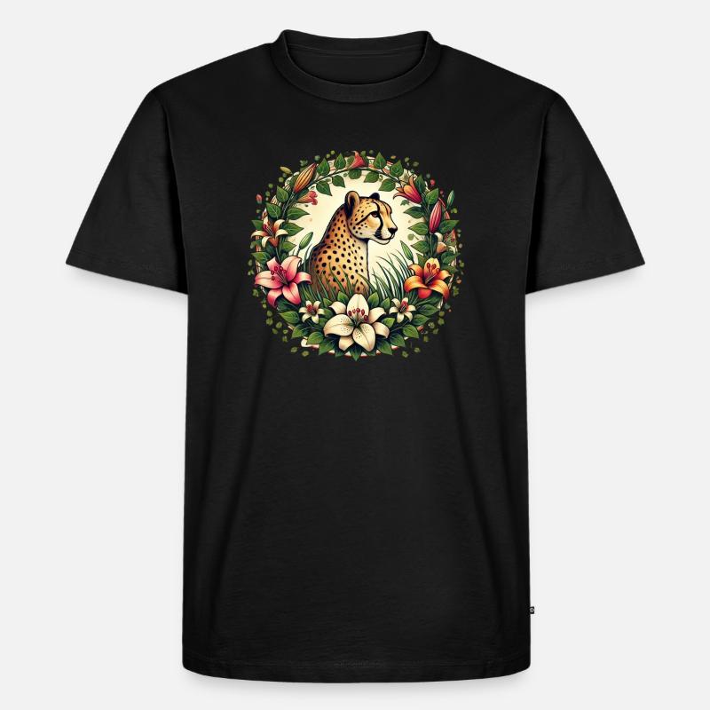 Gepard - Männer Premium Bio T-Shirt - Schwarz