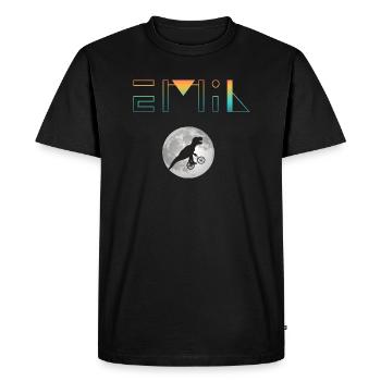 EMIL - Beau prénom de garçon avec dinosaure - T-shirt Premium bio Homme - noir - Devant - Nico (187cm)