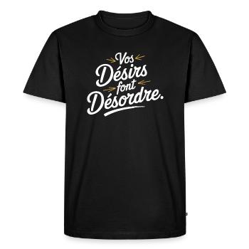 Vos désirs font désordre - T-shirt Premium bio Homme - noir - Devant - Nico (187cm)