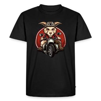 Goats Motorcycle / Motorcyclist Goat - Men's Premium Organic T-Shirt - black - Front - Nico (187cm)