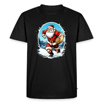 Joueur de rugby du Père Noël - T-shirt Premium bio Homme - noir - Devant - Nico (187cm)