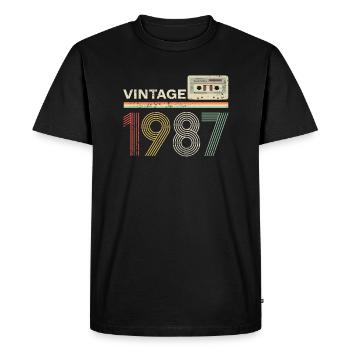 Cassette vintage 1987 - T-shirt Premium bio Homme - noir - Devant - Nico (187cm)
