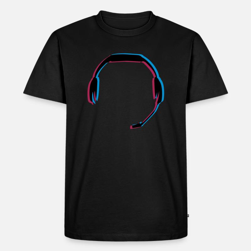 3D Effekt Headset - Männer Premium Bio T-Shirt - Schwarz