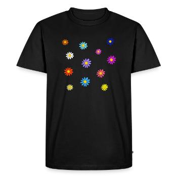 Prairie fleurie colorée - T-shirt Premium bio Homme - noir - Devant - Nico (187cm)