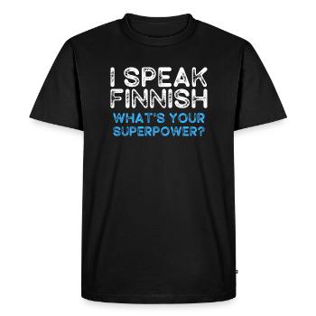 Drôle je parle finnois Quel est votre superpouvoir? - T-shirt Premium bio Homme - noir - Devant - Nico (187cm)