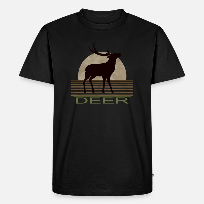 Hirsch - Männer Premium Bio T-Shirt - Schwarz