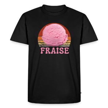 Glace à la fraise Vintage Sunset - T-shirt Premium bio Homme - noir - Devant - Nico (187cm)