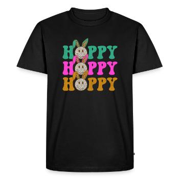 Joyeux Lapin de Pâques Oeuf de Pâques Fête de Pâques Pâques - T-shirt Premium bio Homme - noir - Devant - Nico (187cm)