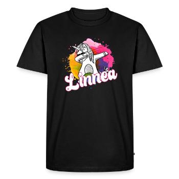 LINNEA - Schöner Name mit dabbing Einhorn - Männer Premium Bio T-Shirt - Schwarz - Vorne - Nico (187cm)