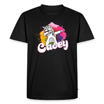 CASEY - Beau nom avec dabbing licorne - T-shirt Premium bio Homme - noir - Devant - Nico (187cm)