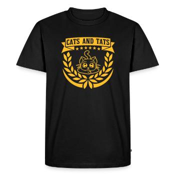 Citation de chats et de tats - T-shirt Premium bio Homme - noir - Devant - Nico (187cm)