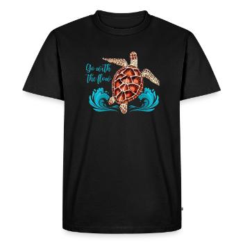 Salty Life I Turtle suit le courant - T-shirt Premium bio Homme - noir - Devant - Nico (187cm)