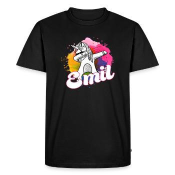 EMIL - Beautiful Boy Name with Cool Unicorn - Men's Premium Organic T-Shirt - black - Front - Nico (187cm)