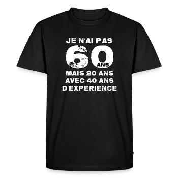 Je n'ai pas 60 ans - T-shirt Premium bio Homme - noir - Devant - Nico (187cm)