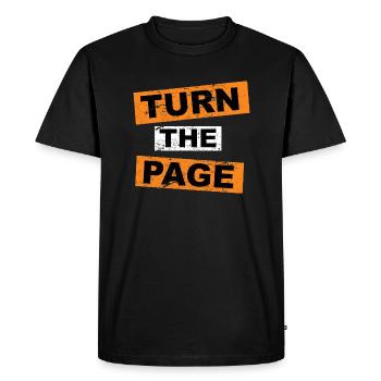 Turn the Page saying lettering - Men's Premium Organic T-Shirt - black - Front - Nico (187cm)