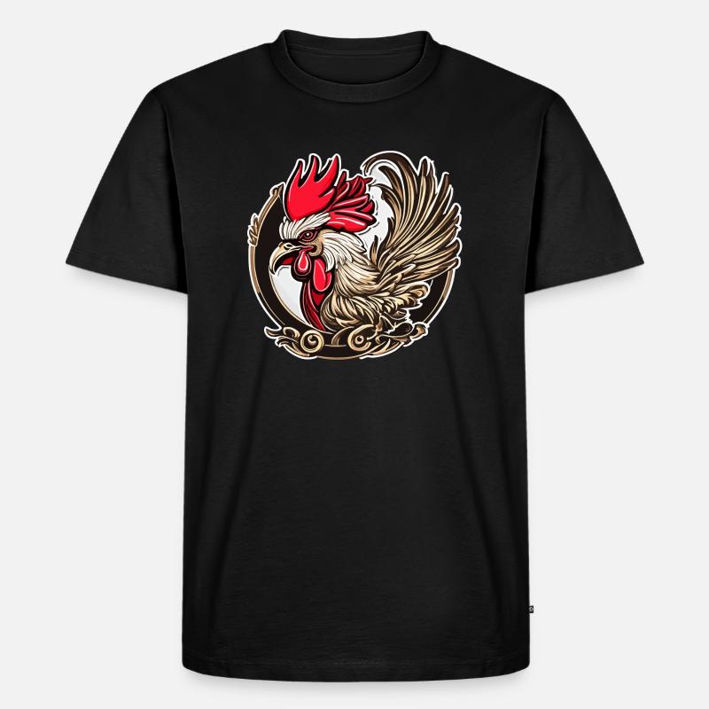Hahn des Glücks - Männer Premium Bio T-Shirt - Schwarz