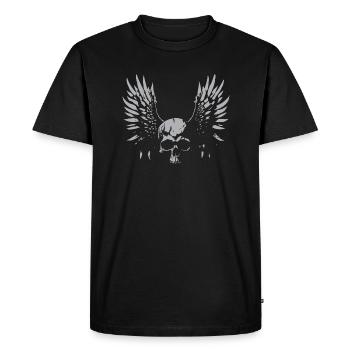 skull with wings - Men's Premium Organic T-Shirt - black - Front - Nico (187cm)