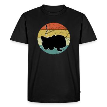 Retro Vintage Cute Cat Sunset Design - Men's Premium Organic T-Shirt - black - Front - Nico (187cm)