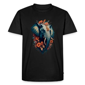 Fleur d’éléphant - T-shirt Premium bio Homme - noir - Devant - Nico (187cm)