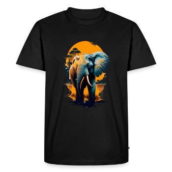 Éléphant - T-shirt Premium bio Homme - noir - Devant - Nico (187cm)