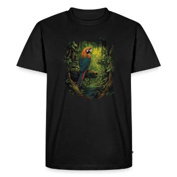 Bébé perroquet Oiseau Ara Wilderness - T-shirt Premium bio Homme - noir - Devant - Nico (187cm)