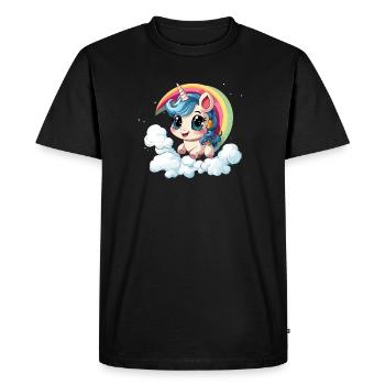Unicorn Rainbow Design - Men's Premium Organic T-Shirt - black - Front - Nico (187cm)