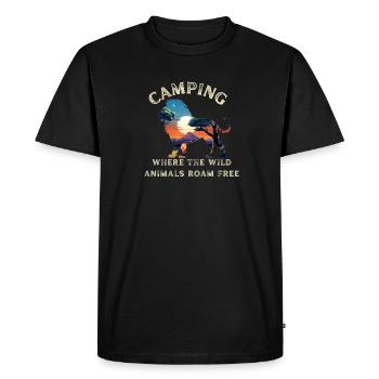 African Savanah, silhouette of a lion T-Shirt - Men's Premium Organic T-Shirt - black - Front - Nico (187cm)