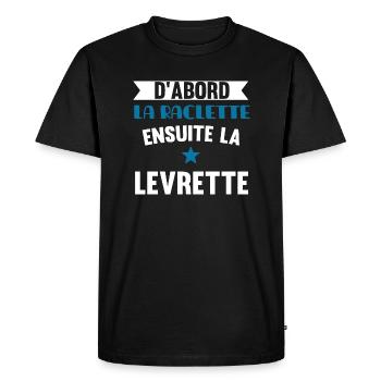 Cadeau humour raclette beauf fan de fromages - T-shirt Premium bio Homme - noir - Devant - Nico (187cm)