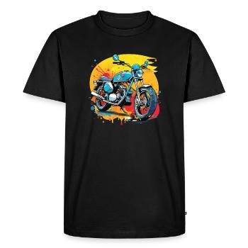 moto vintage style retro - graffiti - T-shirt Premium bio Homme - noir - Devant - Nico (187cm)