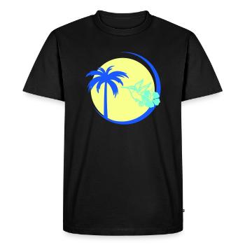 Palmier Colibri Hibiscus - T-shirt Premium bio Homme - noir - Devant - Nico (187cm)
