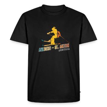 St. Anton Arlberg Ski Resort Austrian Alps - Men's Premium Organic T-Shirt - black - Front - Nico (187cm)