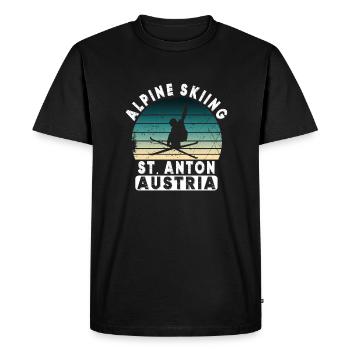 St. Anton Arlberg Ski Resort Austrian Alps - Men's Premium Organic T-Shirt - black - Front - Nico (187cm)