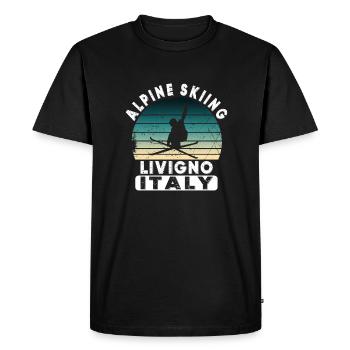 Station de ski de Livigno, Alpes italiennes, Souvenir Ski - T-shirt Premium bio Homme - noir - Devant - Nico (187cm)