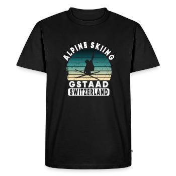 Station de ski de Gstaad, Alpes suisses, Ski - T-shirt Premium bio Homme - noir - Devant - Nico (187cm)