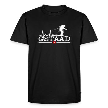 Station de ski de Gstaad, Alpes suisses, Ski - T-shirt Premium bio Homme - noir - Devant - Nico (187cm)