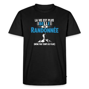La Vie est plus belle en Randonnée humour cadeau - T-shirt Premium bio Homme - noir - Devant - Nico (187cm)