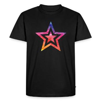 Étoile colorée - T-shirt Premium bio Homme - noir - Devant - Nico (187cm)