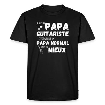 Un papa guitariste c'est comme un papa norma - T-shirt Premium bio Homme - noir - Devant - Nico (187cm)