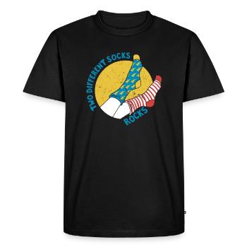 Roches drôles de chaussettes différentes - T-shirt Premium bio Homme - noir - Devant - Nico (187cm)